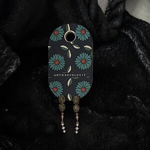 Anthropologie Green marble and Gold Dangle Earrings